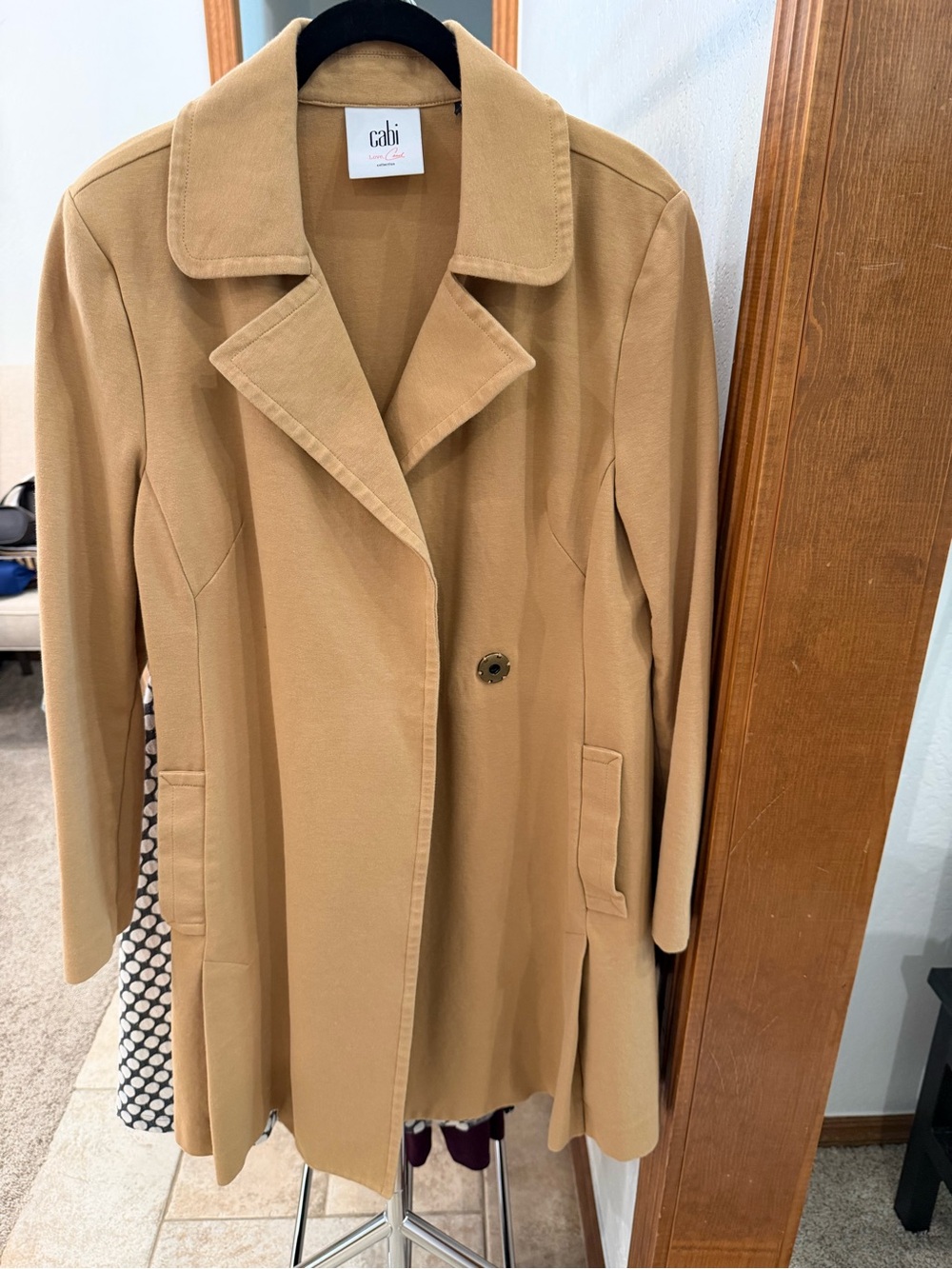 CAbi Camel Tan Single-Button Trench Coat